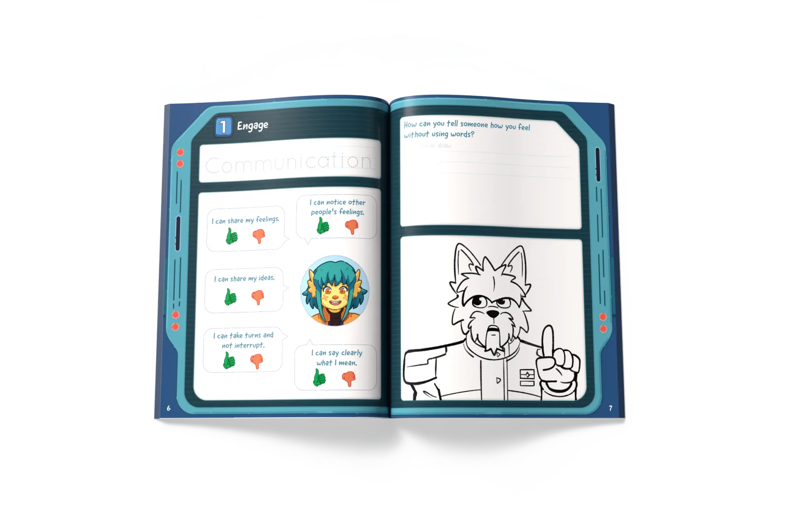 A Starforce student journal open to the Episode 1 Engage page